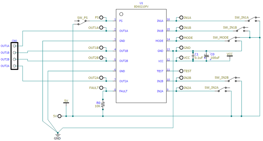 Applikations-Schaltungsdiagramm - ROHM Semiconductor BD60210FV-EVK-001 Evaluierungsboard